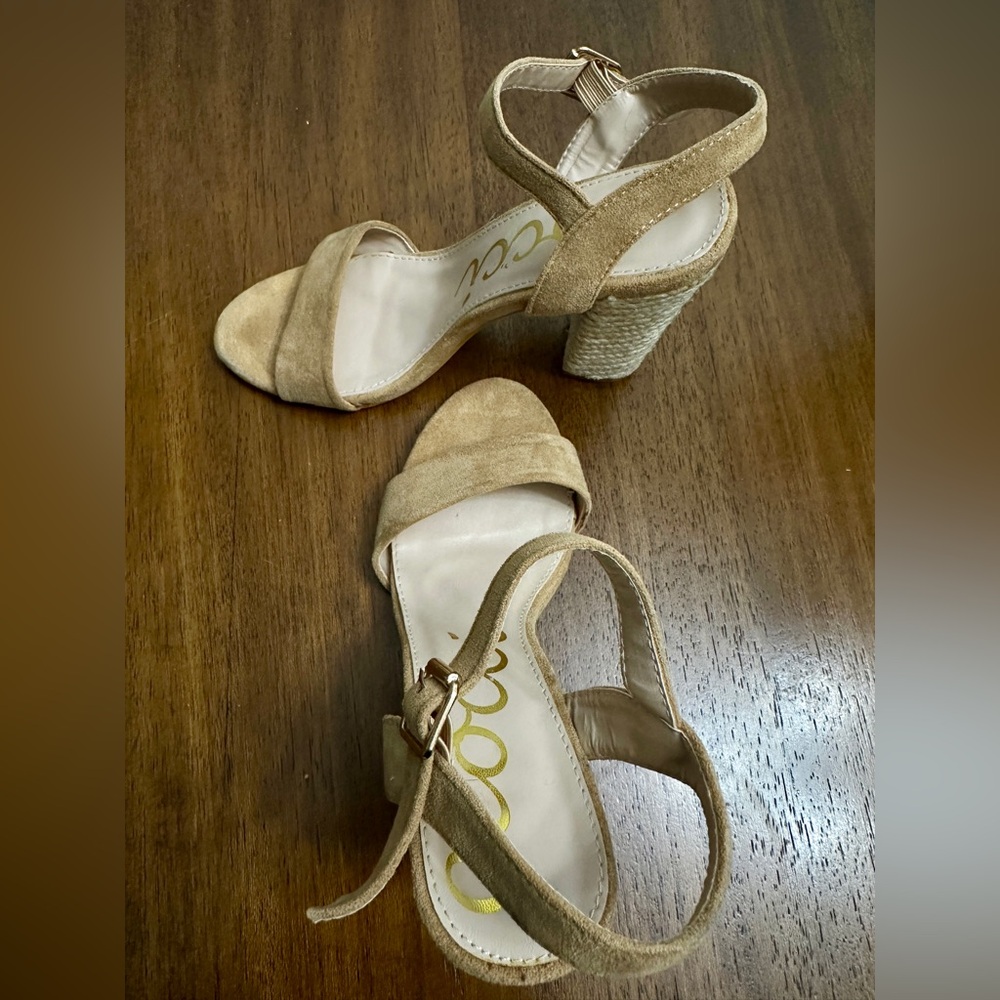 CCOCCI Tan Suede Block Heel Sandals for Women